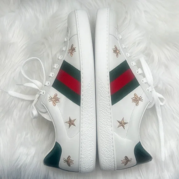 🆕 💯%Auth Gucci Sneakers Ace Embroidered Gucci 10 / US 11 - Picture 7 of 13